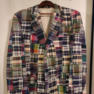 Jos. A. Bank Sportcoat Blazer Madras Patchwork Plaid Multicolor Cotton Mens 43R